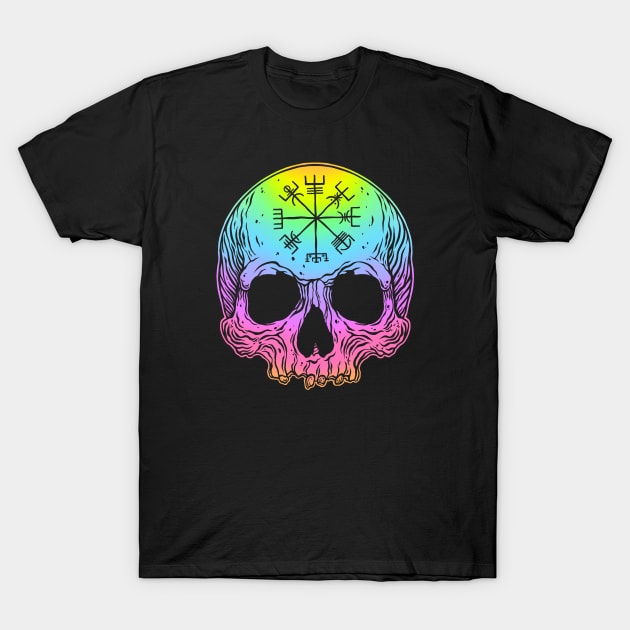 Vegvisir rune skull T-Shirt by OccultOmaStore